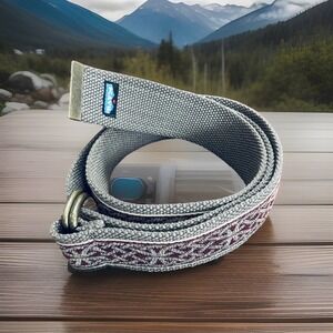 KAVU Belt Mens One Size Gray Webbing D Ring Adjustable Geometric Polyester